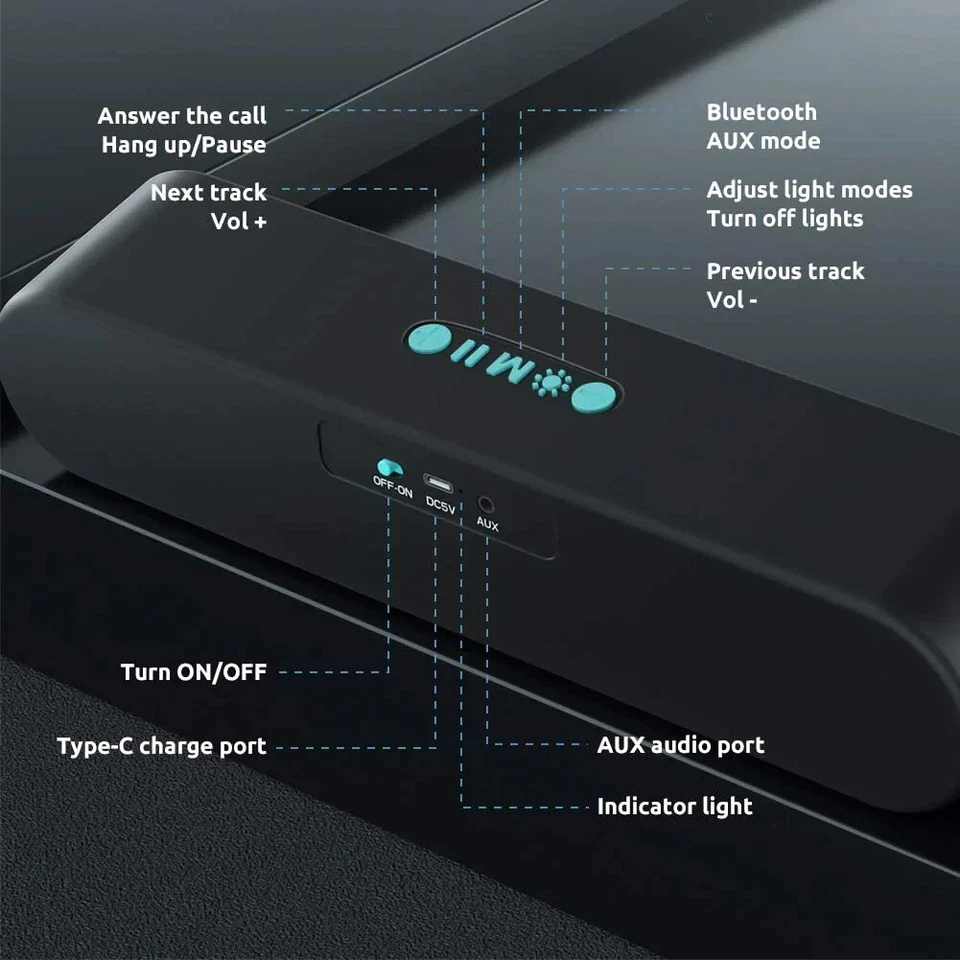 Stereo Bluetooth Speaker | Portable Rechargeable Wireless with Subwoofer Outdoor - Image 3 of 4
