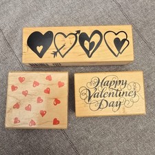 Valentine's Day / Love / Heart - Wood Rubber Stamps Lot of 3