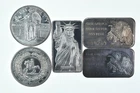 Lot 5 VINTAGE 1 Oz Silver Bars/Rounds Art Bars Collection Poured .999 *383