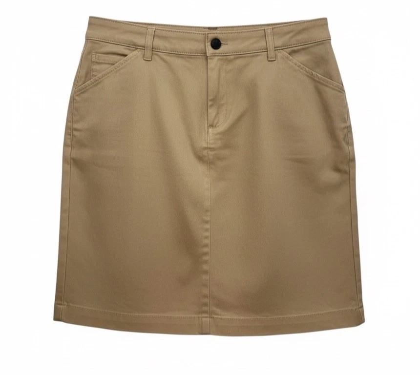 dickies womens ladies relaxed fit Khaki stretch waist 20" twill work skirt 10 14
