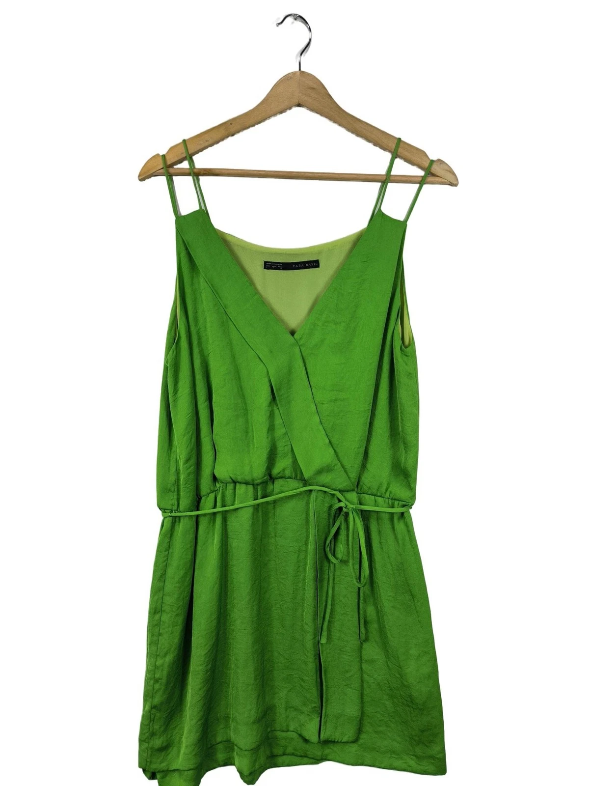 ZARA BASIC Abito avvolgente Donna Abito Taglia IT 44 verde elegante