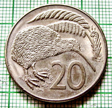 NEW ZEALAND Elizabeth II 1986 20 CENTS KIWI BIRD km# 36.1 yes we combine postage