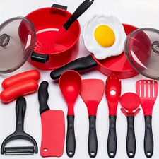 Kids Pretend Play Kitchen Accessories Set - Pots, Pans, Utensils Food