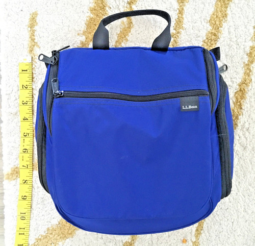 LL Bean Personal Organizer Toiletry Bag Hanging Shower Caddy Mirror Blue Travel
