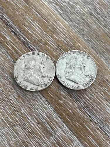 Benjamin Franklin 1963 Silver Half Dollars Lot of 2 90% The Time To Buy