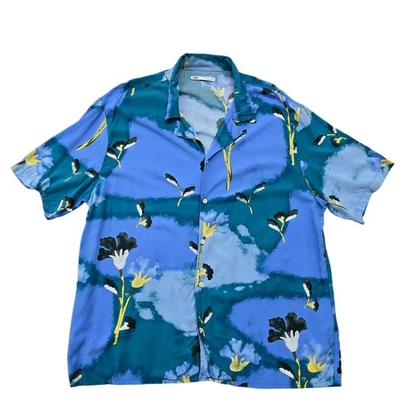Chemise à manches courtes Zara pour femme taille L en imprimé floral bleu - Photo 1/4