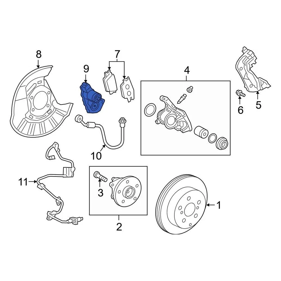 For Toyota Camry 2018-2024 Toyota 4631033010 Rear Parking Brake Actuator Foto 3 de 4