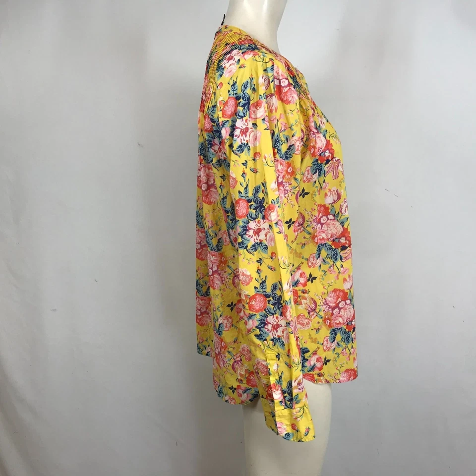 J. Crew - CAMISA TOP ABOTONADA TELA LIBERTAD FLORAL AMARILLA MUJER 10 - Foto 4 de 4