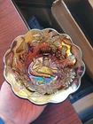 Super Amethyst Millersburg Carnival Glass Peacock Sauce Bowl No Bee Tiara Back