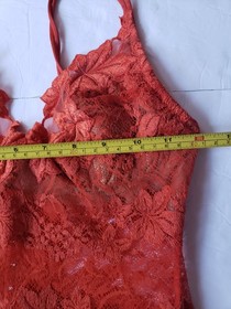 La Perla Lace Sheer Floral Orange Lingerie Bustier Corset Garter Size 1 US 32C