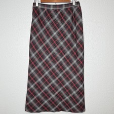 VTG 90s Sag Harbor Plaid Maxi Skirt Womens 8 Red Black Grunge Preppy Long