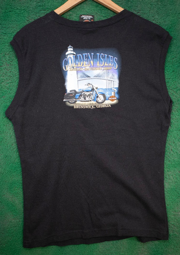 Woman’s Sleeveless Tank Top - Harley Davidson Black Red White Brunswick GA 2X - Picture 4 of 7