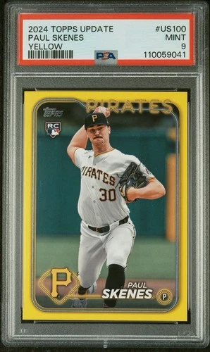 PAUL SKENES RC YELLOW - 2024 Topps Update #US100 Pirates Color Match MINT PSA 9