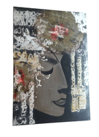 Abstraktes PorträT – Ausdrucksstarke Mixed-Media-Kunst Auf Leinwand Schwarz