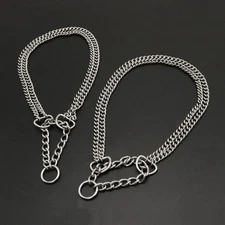 Stainless Steel Double Row Pet dog Collar Freely Adjustable Large Dog Chain New