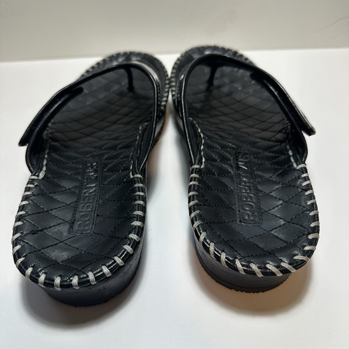 New Robert Zur Women’s Sandals Size 9 Black Leather Luxury Flip-flops Adjustable - Picture 6 of 12