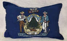 Maine Dirigo Flag Pillow 9x12 Blue Tapestry Decorative USA Made