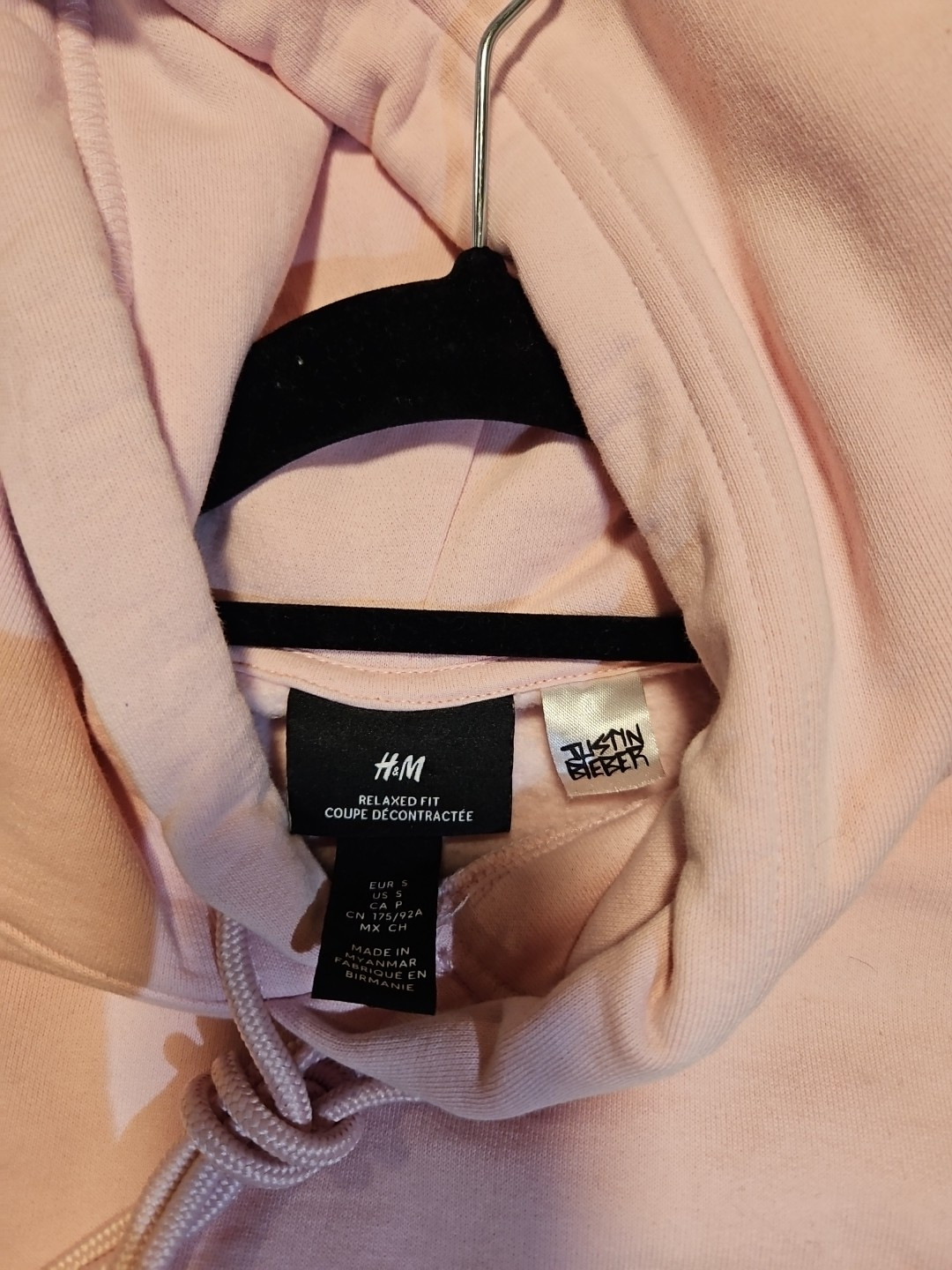 Justin Bieber H&M Hoodie Mens Small Pink Pullover Graphic Changes