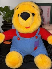 Vintage 1997 Winnie The Pooh Talking Plush Bear Blue Overalls Red Shirt Works
