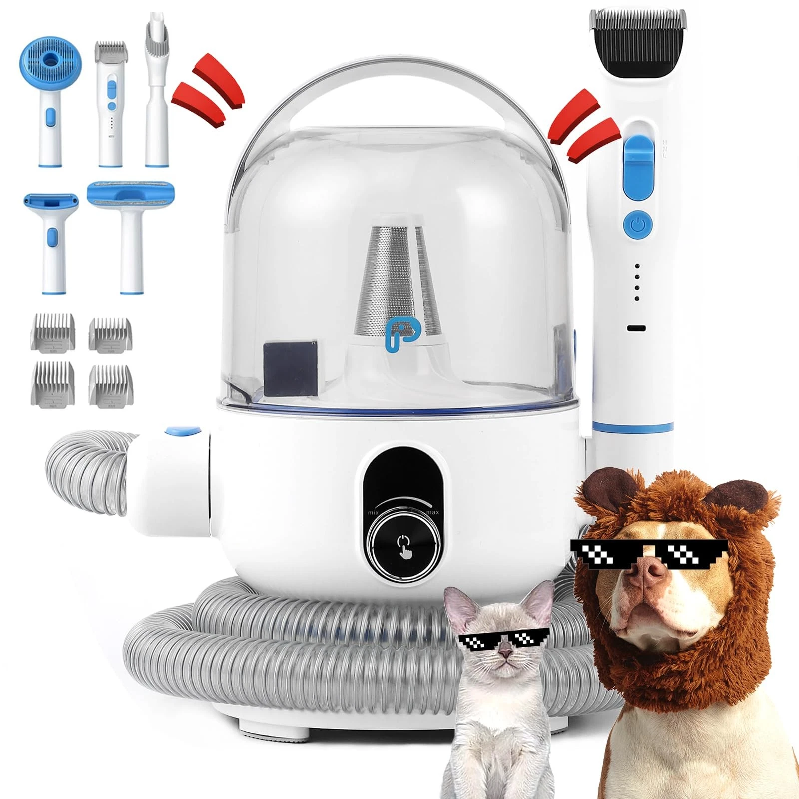 GOCAPTAIN Pet Grooming Vacuum Kit,2L UltraQuiet, High Power, 5in1 Grooming To...