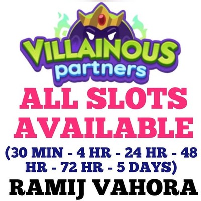ALL TYPE OF SLOTS - VILLAINOUS PARTNERS EVENT (100% GUARANT) PARTNER EVENT