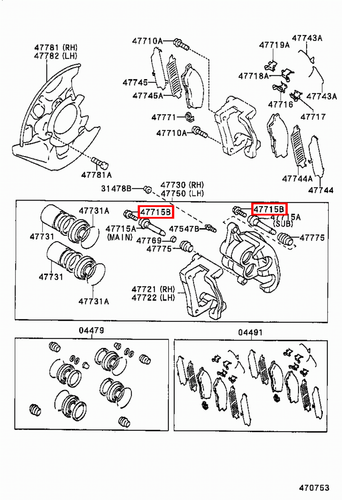 Genuine Pruis ZVW55 ZVW51 ZVW50 RAV4 ACA30 Front Disc Brake Caliper Bolt x2 - Picture 7 of 20
