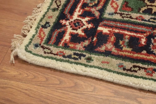 Hand-Knotted Medallion Wool Carpet Geometric Beige Indian Rug 3x5 Ft Foyer Rug - Picture 9 of 12