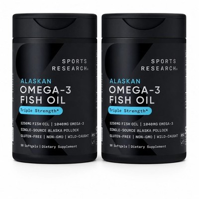 2x Triple Strength Omega 3 Fish Oil Burpless Supplement DHA Fatty Acids