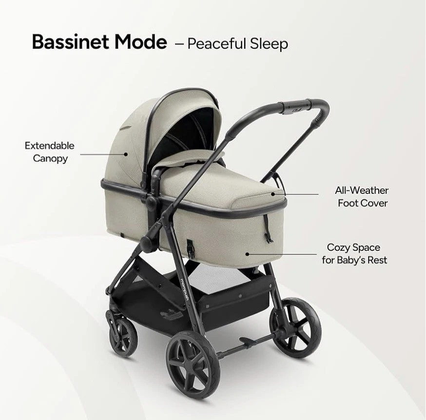 Cochecito de bebé convertible 2 en 1 Mompush Wiz modo cuna plegable gris Foto 4 de 4