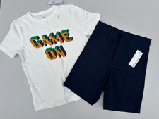 NEW lot 2 George Shorts Blue size 6 Game On T-shirt Size S 6-7 Boys White