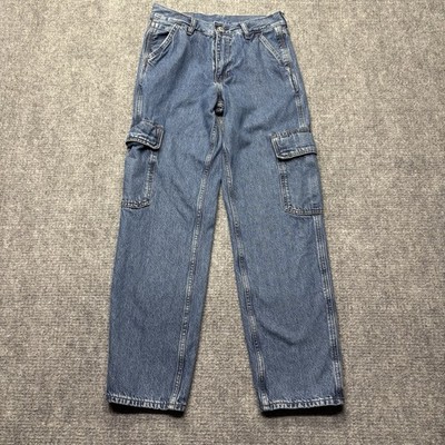 Levis Premium Jeans Mens 28x30 Blue 568 Loose Straight Cargo 100% Cotton Skater
