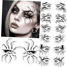 7 Sheets Halloween Eye Shadow Temporary Tattoos For Women Men Kids SpiderEye