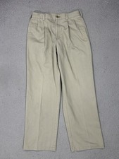 Tommy Hilfiger Pants Mens 32x30 Beige Pleated Chino Classic Fit Khakis Casual