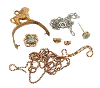 9ct Multi Tone Gold 4.86g Scrap Jewellery Bundle Spares & Repairs Chains Earring