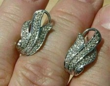 2.00Ct Round Cut Moissanite Cluster Stud Gift Earrings 14K White Gold Plated