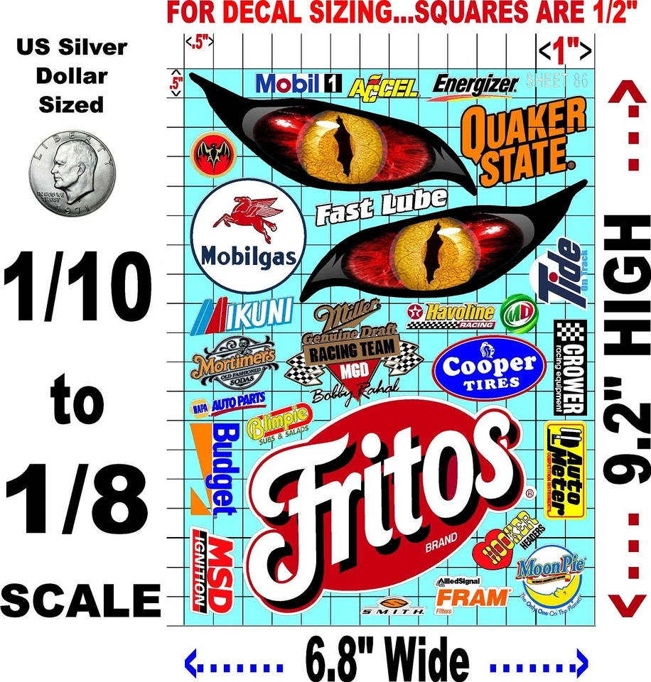 CLEAR VINYL RACING Sticker Variety SHEET 86-R/C MODEL Die-cut -Decals 1/8 -1/10 - Image 2 of 4