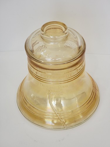 New Vintage 1976 Liberty Bell Cookie Jar Amber Carnival Glass Bartlett-Collins - Picture 12 of 24