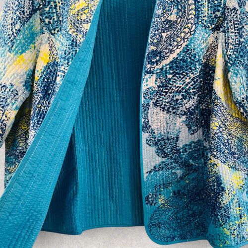 Woman Within Dress Set 3X Teal Sleeveless Maxi Open Front Quilted Jacket Stretch - Picture 7 of 12