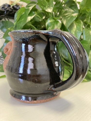 Vintage Mahon Pottery Clay Mug 3D Funny Pig Face Black Coffee Mug 4'' - Picture 5 of 12