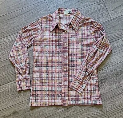 Cool Vintage Cricket Lane Poly Knit Womens Button Up Shirt M