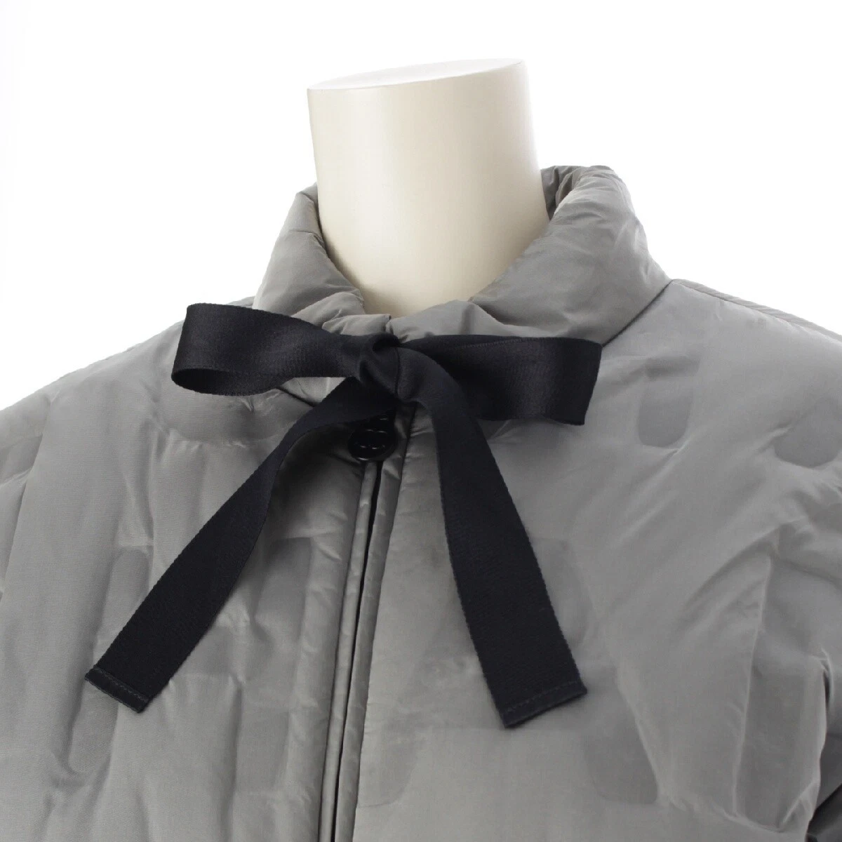 Piumino CHANEL nylon nero nastro logo blouson capospalla grigio chiaro 36