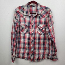 Arizona Jean Co Button Up Shirt Mens Large Multicolor Plaid Long Sleeve