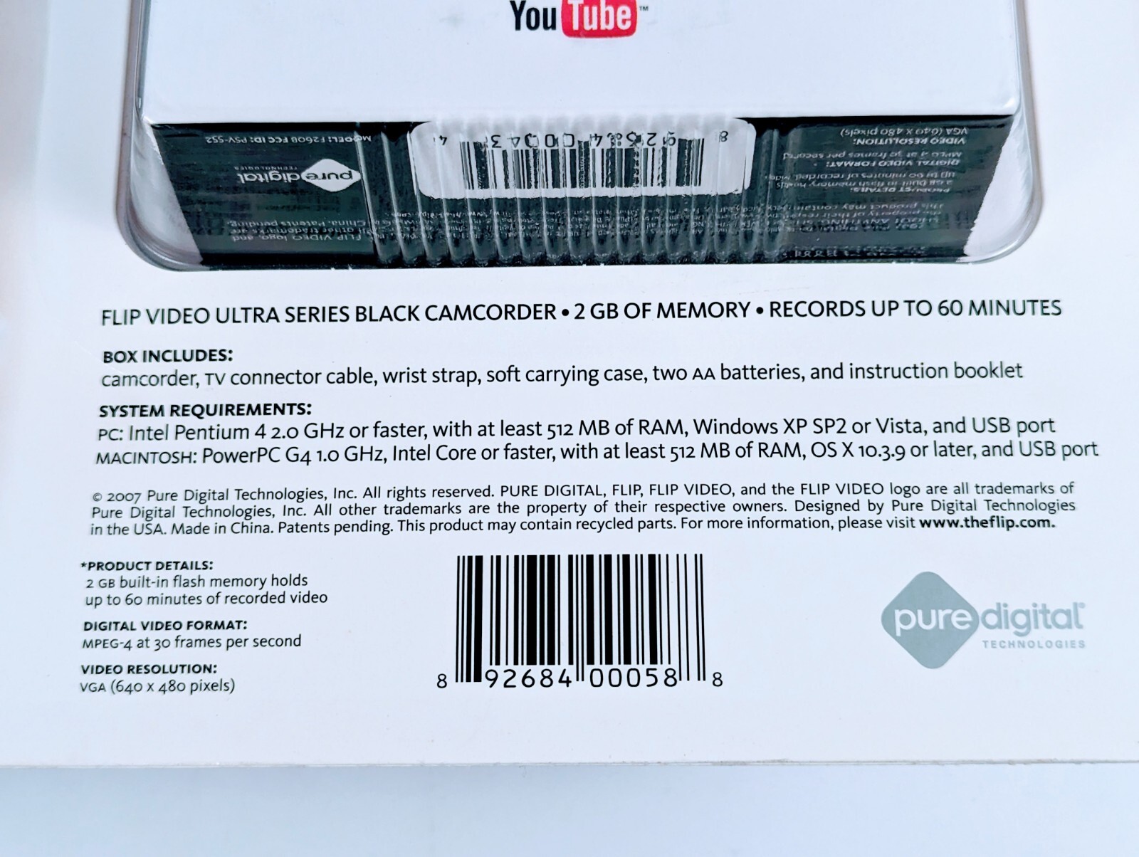 FLIP VIDEO Ultra Series Camcorder Camera 2GB 60Min NOS Vintage New Old Stock