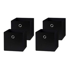 Collapsible Fabric Cube Storage Bins 10.5" x 10.5" , Rich Black, 4 Pack