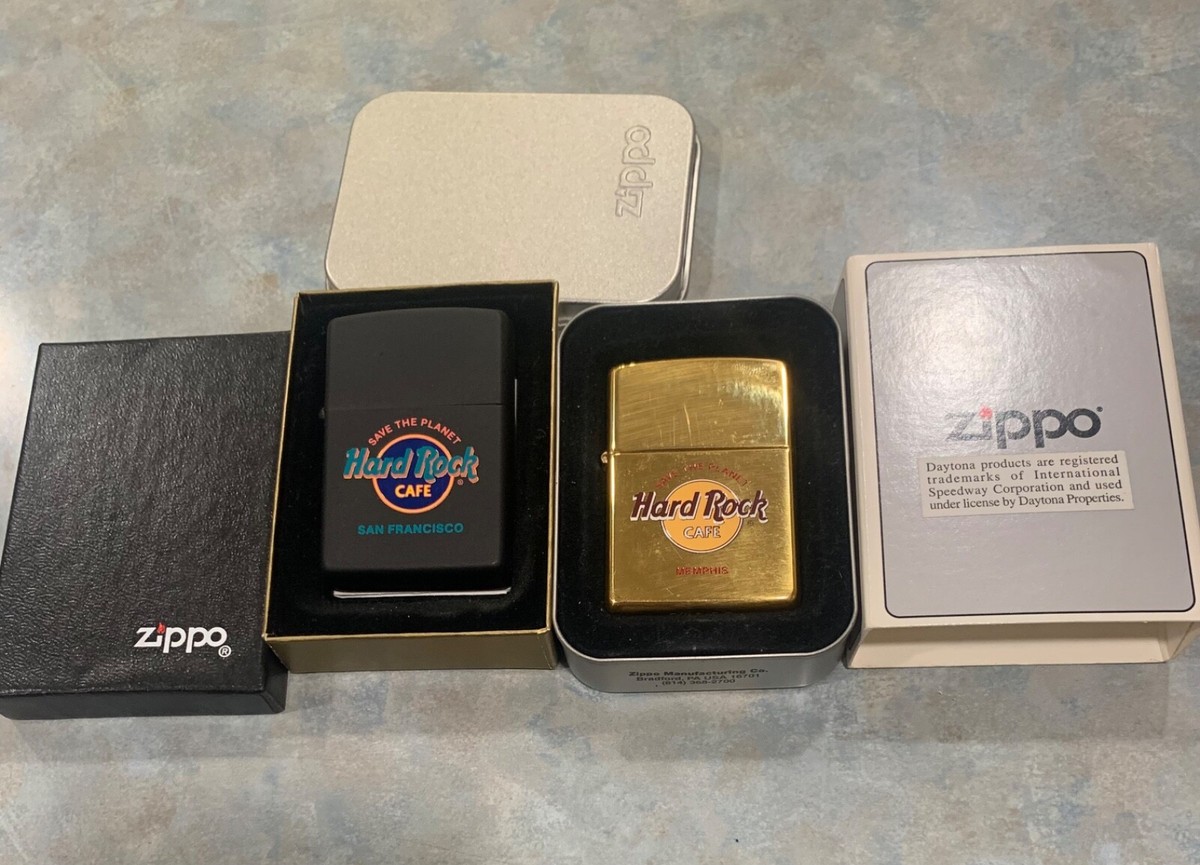 LOT OF 2 ZIPPO LIGHTERS NEVER USED HARD ROCK CAFE MEMPHIS