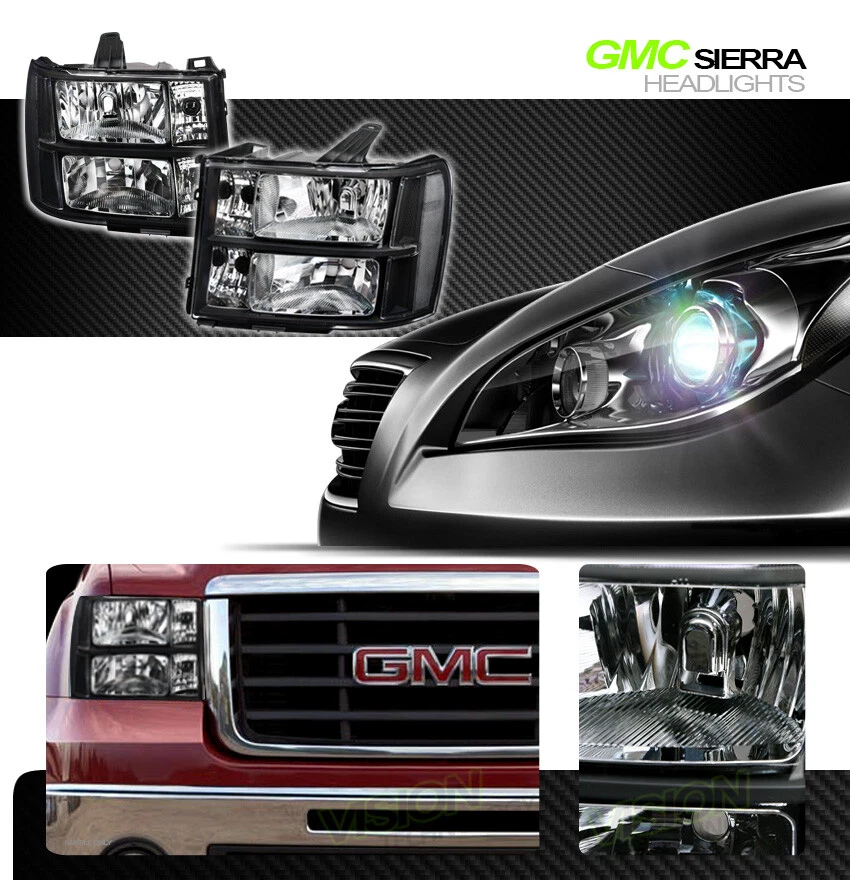 Faros transparentes negros faros estacionamiento señal de giro lámpara Nb para 07-14 GMC Sierra Foto 2 de 4