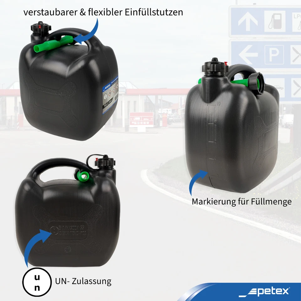 Reserve-Kraftstoff-Kanister 10 Liter mit UN Zulassung Benzin Diesel | PETEX - Bild 3 von 4