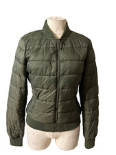 Anthropologie Garage Puffy Bomber Jacket M Medium Army Green Lightweight Coat
