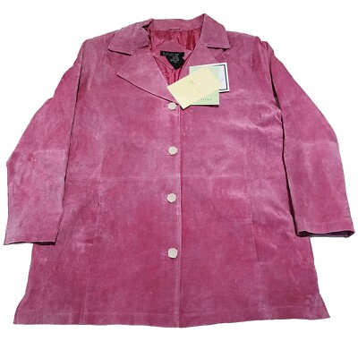 Dialogue Leather Jacket Woman s Plus Size PINK 1X New W/ Tags Button-Up Coat