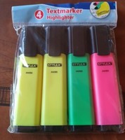 4 Textmarker Highlighter Text Marker Flach Stylex 65550 Gelb Pink GrüN 4Er Set